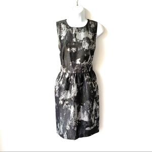 MICHAEL KORS METALLIC SILVER TEXTURED SHIFT DRESS
